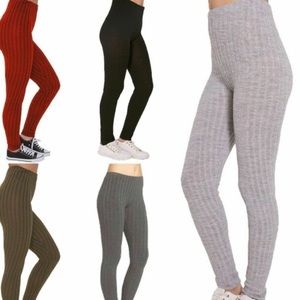 Cozy Knitted Grey Winter Leggings for Women